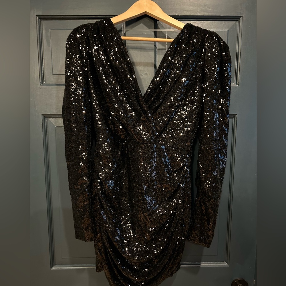 Black sequined Mills dress size L, NWT - Picture 2 of 4